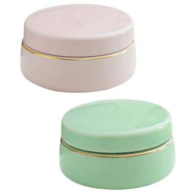 2Pcs Ceramic Mini Ointment Pot, 25ml Portable Lip Balm Jar