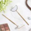 2 Pcs Eyelash Mirror Stainless Steel Lash Mirror Handheld Half Moon Mirrors view 4