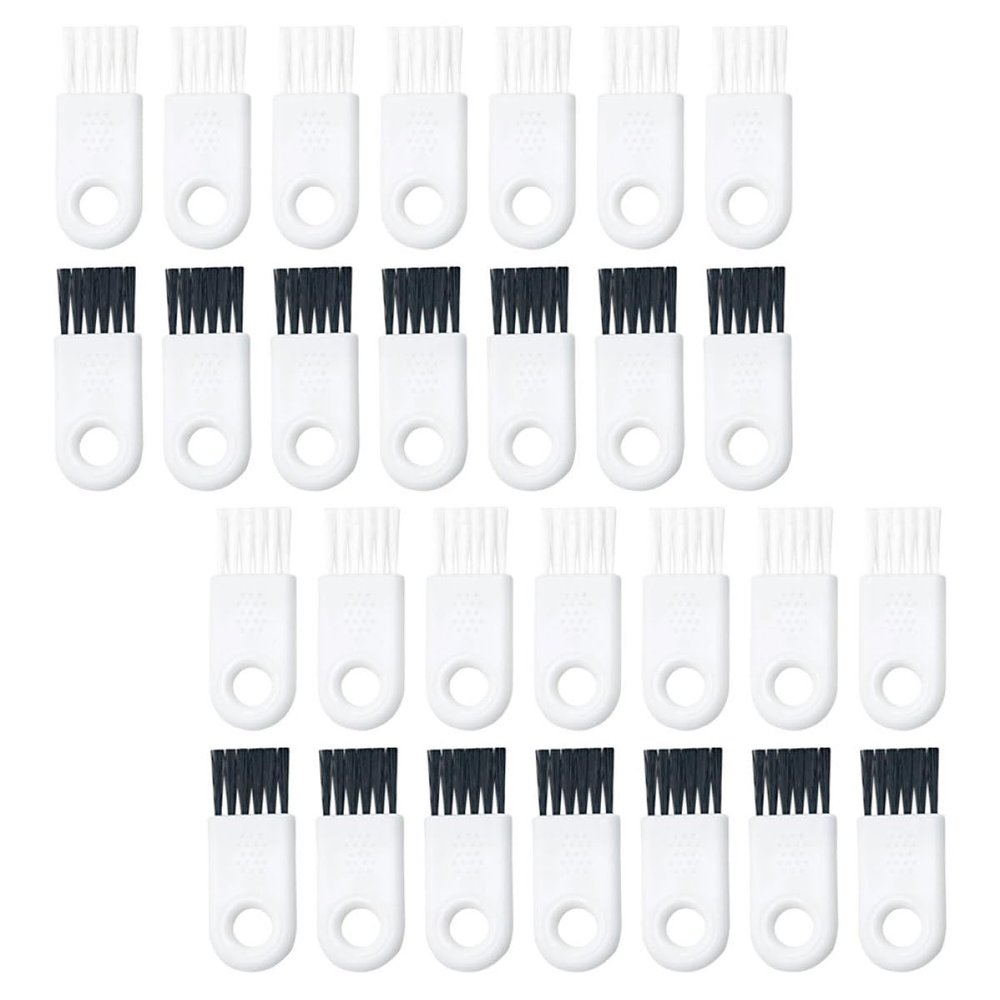 HONMEET 30pcs Razor Cleaner and Shaving Brush Set with White Handle and Bristles, Small Electric Shaver Cleaning Brushes for Mens Grooming and Maintenance