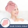 ULTECHNOVO 2pcs Waffle Microfiber Hair Drying Towels Quick Dry Hair Turban Wraps for Women Soft Absorbent Shower Caps in Lotus Pink and Cream White for Bath and Travel view 3