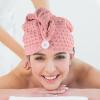 ULTECHNOVO 2pcs Waffle Microfiber Hair Drying Towels Quick Dry Hair Turban Wraps for Women Soft Absorbent Shower Caps in Lotus Pink and Cream White for Bath and Travel view 4