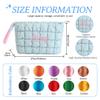 VRFASHION Personalized Puffer Quilted Makeup Bag with Handle Detachable Cute Puffy Cotton Cosmetic Bag, Custom Small Toiletry Zipper Make Up Pouch Purse, Checkered Storage Organizer Clutch Bag Blue view 2