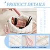 VRFASHION Personalized Puffer Quilted Makeup Bag with Handle Detachable Cute Puffy Cotton Cosmetic Bag, Custom Small Toiletry Zipper Make Up Pouch Purse, Checkered Storage Organizer Clutch Bag Blue view 3