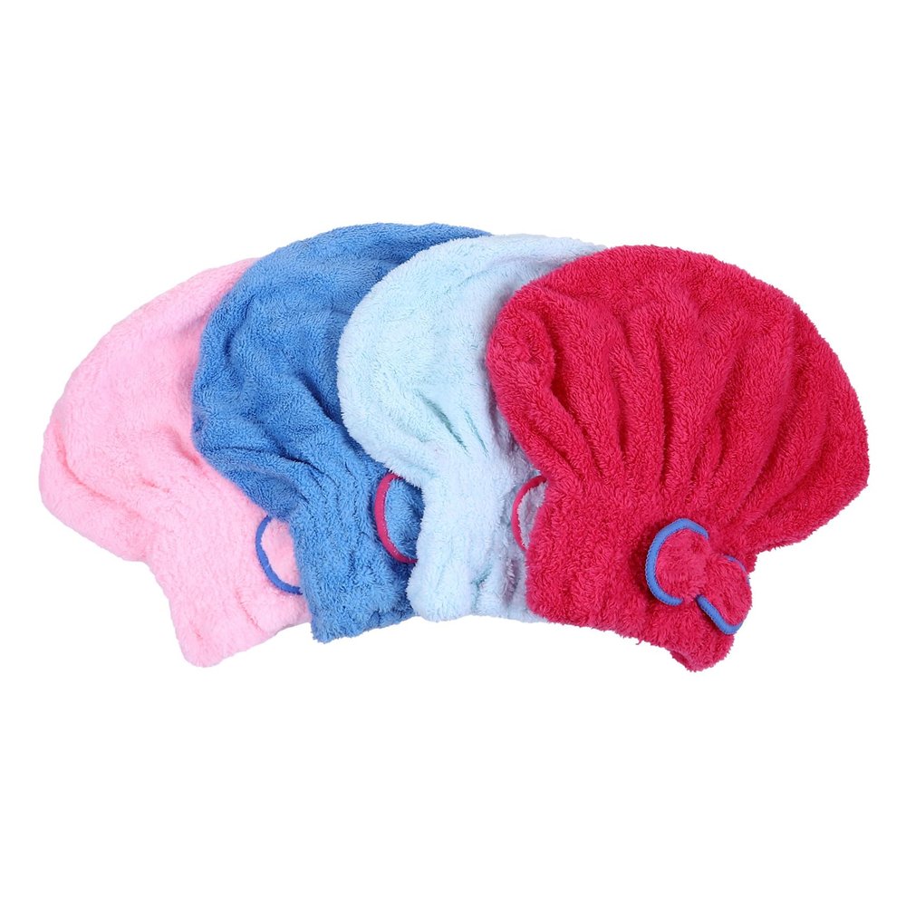 PATKAW 4Pcs Microfiber Hair Drying Caps Absorbent Turban Wrap Towels