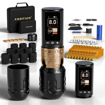 Ambition Soldier 270 Wireless Tattoo Machine Pen Kit with Disposable Grip