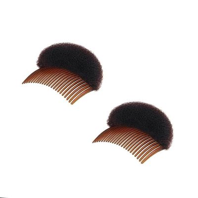 2pcs Brown Women Soft Sponge Foam Hair,Clip Hair Comb Braid Tool Styling Accessories,Base Inserts Bump Up Hair Pads Styling Stick Bun Maker Braid Tool Barrettes