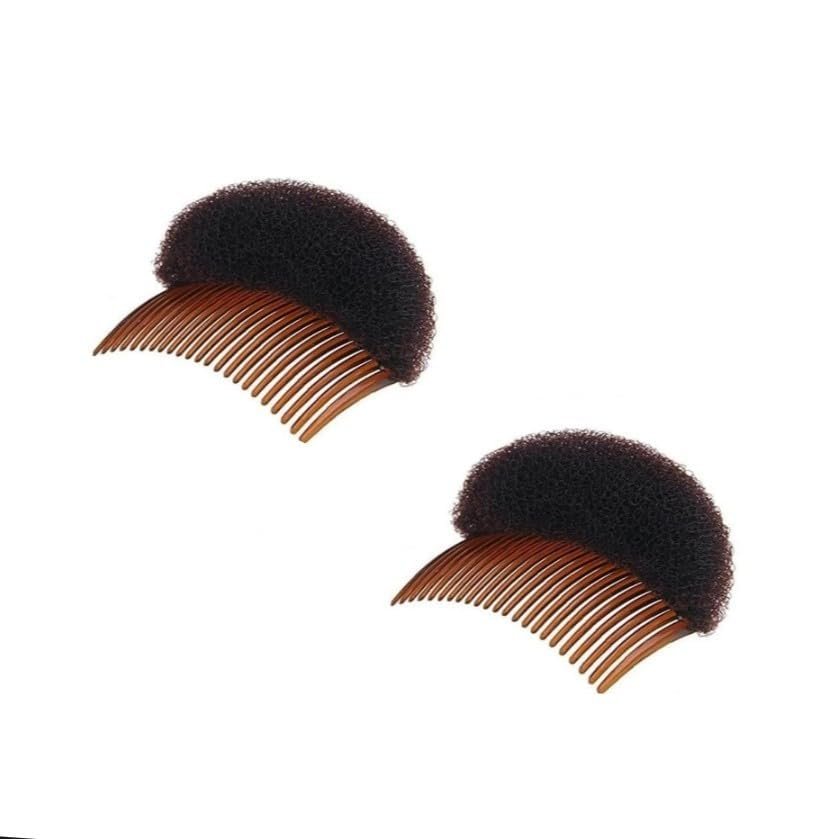 2pcs Brown Women Soft Sponge Foam Hair,Clip Hair Comb Braid Tool Styling Accessories,Base Inserts Bump Up Hair Pads Styling Stick Bun Maker Braid Tool Barrettes