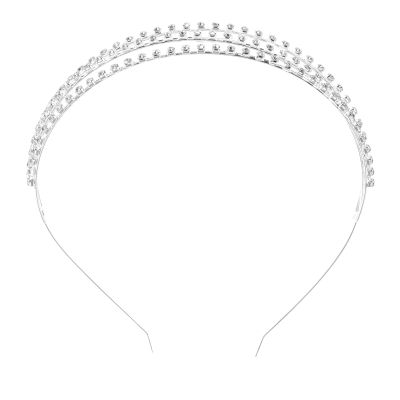 ABOOFAN Handmade Three Layer Rhinestone Hair Band for Wedding Brides Silver