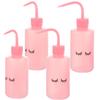 Cabilock 4pcs 250ml Squeeze Watering Bottles with Curved Nozzle for Indoor Plant Care and Eyelash Cleaning, Portable Plastic Gardening and Lash Wash Tools, Pink view 1