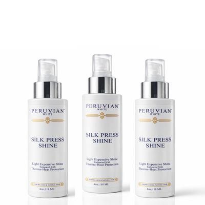 Peruvian white 3 Silk Press Shine Enhanced with Therma-Heat Protection for $25.00, 4 oz.