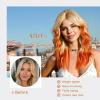 TRUMOST 22 Inch Blonde to Orange Ombre Wig with Curtain Bangs Long Wavy Layered Synthetic Wig Soft Beige Blonde to Tangerine Orange Heat Resistant Hair view 3