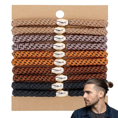 10 Pcs Hair Ties for Men, Nylon Elastic Braid Hair Ties, No Hurt Non Slip for Thick Curly Hair Home Daily Use