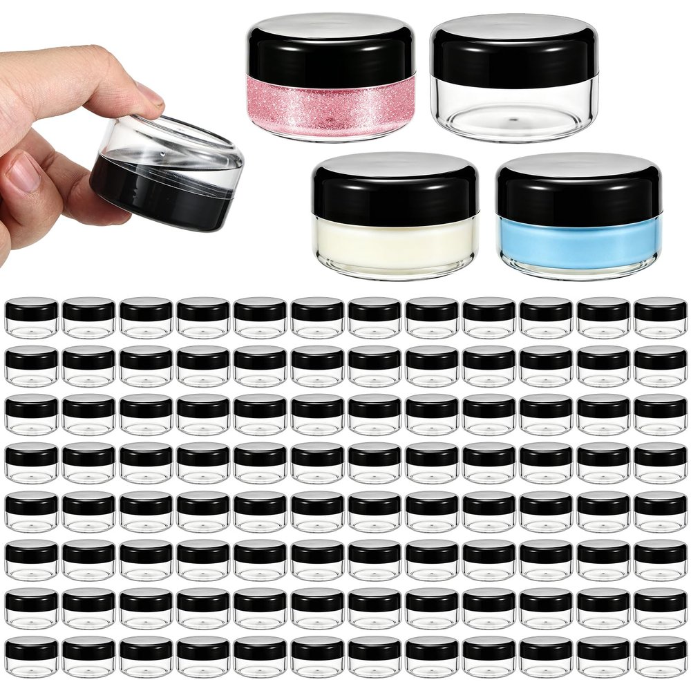 100 Pack 1Oz Plastic Container Jars with Lids, Round Clear Cosmetic Containers Bulk, Leak Proof Small Sample Jars Wide Mouth for Cream Lotion Makeup Travel Storage