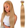 Straight Human Hair Bundles 16 Inch Color #27 Honey Blonde Virgin 1 Bundle Golden Blonde Straight Bundles Human Hair Extensions 100G view 1