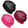 AllMatchWigs Wide Edge Elastic Band wrap Rayon Knit Snood Hat, Black, Hot Pink, and Burgundy, Stretchy Hair Net Cap, 3 Pack view 1