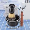 Phefop Shaving Brush Set, 10cm Wood Synthetic Badgers Hair Shave Brush Old Fashion Shaving Kit for Home Office Hotel Men Gifts view 2