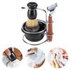 Phefop Shaving Brush Set, 10cm Wood Synthetic Badgers Hair Shave Brush Old Fashion Shaving Kit for Home Office Hotel Men Gifts view 4
