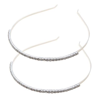 COLLBATH 2 Pcs Silver Jeweled Hairbands Full Rhinestone Bridal Headbands Portable Hair Hoops for Weddings and Special Occasions