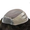 Durable Fine Mono Mens Toupee Natural Human Hair System For Men Pu Around 8"X10" Hairpieces Black Brown Medium Density Hair Prosthesis (#17R) view 3