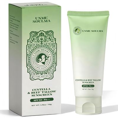 Centella Sunscreen SPF 50 | with Beef Tallow & Zinc Oxide Sun Protection, Skin Care & Moisturizing 3 in 1, Mineral Sunscreen for Face & Body, Water-Resistant, Vacation Travel Size (1.76oz / 50g)
