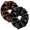 Black and Coffee Jumbo Satin Silk Scrunchies for Women Thick Elastic Ponytail Holder Hair Ties Oversize Scrunchies for Thick Hair Ornament view 1