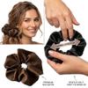 Black and Coffee Jumbo Satin Silk Scrunchies for Women Thick Elastic Ponytail Holder Hair Ties Oversize Scrunchies for Thick Hair Ornament view 3