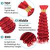 Human Braiding Hair for Boho Red Deep Wave Bulk Bohemian 14 14 Inch 12A Red Wet and Wavy Curly Human Hair Extensions No Weft 2 Bundles/Pack view 2