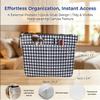 Gray Gingham Makeup Bag, Portable Travel Toiletry Cosmetic Bag with Front Pocket, Multi Purpose Makeup Organizer Storage Pouch, Gift for Women Sister Friend Halloween Easter Birthday Christmas view 2