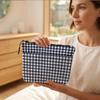 Gray Gingham Makeup Bag, Portable Travel Toiletry Cosmetic Bag with Front Pocket, Multi Purpose Makeup Organizer Storage Pouch, Gift for Women Sister Friend Halloween Easter Birthday Christmas view 4