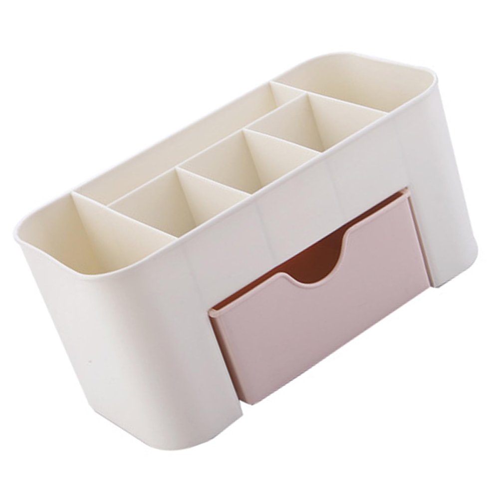 LUCKDANO Tabletop Cosmetic Organizer Stylish Tabletop Cosmetic Organizer By Brand Name - Spacious Plastic Makeup Storage Box with Drawer for Jewelry & Office Supplies - Perfect for