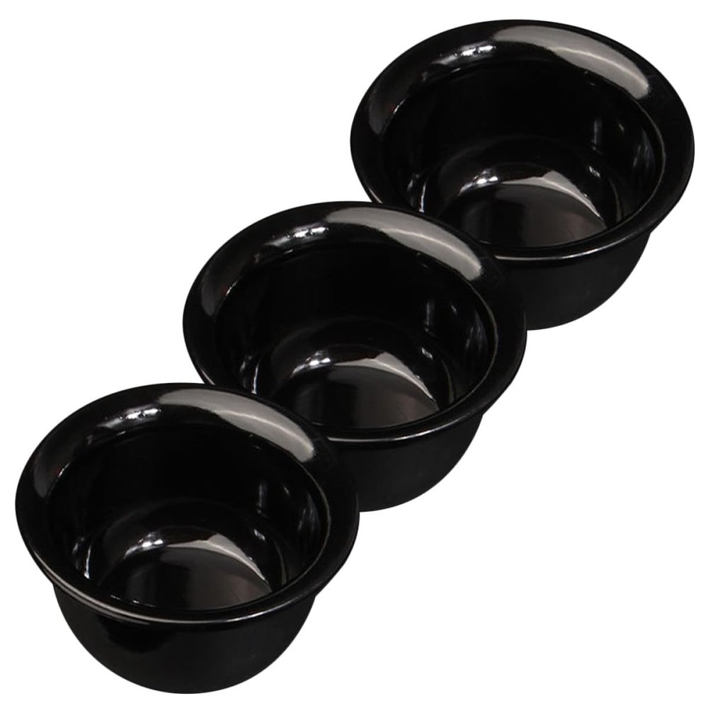 POPETPOP 3pcs Reusable Men Shaving Soap Bowls Black Shaving Mugs Shave Cups for Wet Grooming Accessories