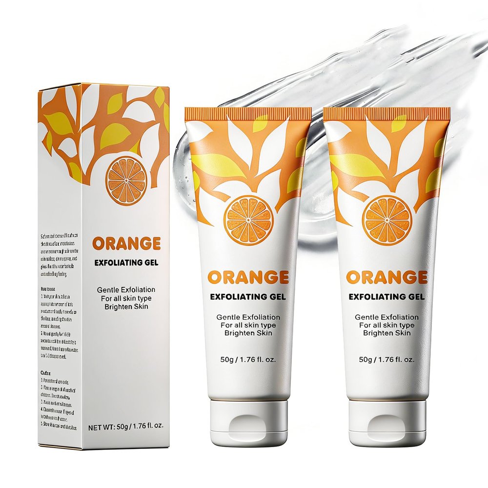 Orange Exfoliante Gel Scrub,Deep Cleansing Moisturizing Facial Exfoliator gel,Skin Care Scrub Peeling Gel for Face and Body,Orange Enzymes Exfoliatings Gels,Pore Peeling Scrub(2pcs)