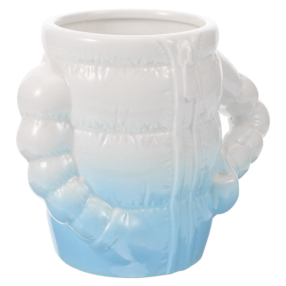 WESIEVYA Ceramic Shaving Soap Bowl with Lid Blue Porcelain Shave Cup Quick Lather Mens Shaving Tool