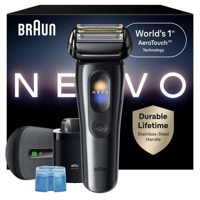 Braun NEVO Premium Men's Electric Shaver with World's 1st AeroTouch Technology, Includes Smart Display, 7in1 Care System, Power Travel Case. Braun's Best Electric Razor, 17010C