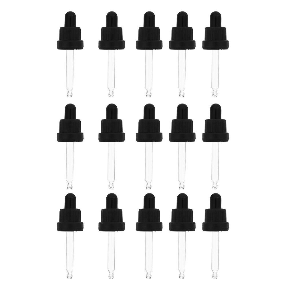 Veemoon 15pcs Essential Oil Bottle Droppers with Safe Press-rotate Plastic Caps, Compatible with 15ml 64mm Glass Bottles for Aromatherapy and Cosmetic Use