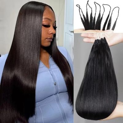 120g Straight Crochet Human Hair Pre Looped Feather Human Hair Extension Reusable Invisible Straight Knotless Pre-Separated Crochet Hair Extensions Feather Crochet Virgin Human Hair Black 100 Strands