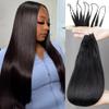 120g Straight Crochet Human Hair Pre Looped Feather Human Hair Extension Reusable Invisible Straight Knotless Pre-Separated Crochet Hair Extensions Feather Crochet Virgin Human Hair Black 100 Strands view 1