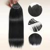 120g Straight Crochet Human Hair Pre Looped Feather Human Hair Extension Reusable Invisible Straight Knotless Pre-Separated Crochet Hair Extensions Feather Crochet Virgin Human Hair Black 100 Strands view 2