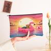 Funny Yorkies Dog Makeup Bag, Flamingos Lifebuoys Sea Cosmetic Travel Pouch for Women Girls, Portable Small Canvas Zipper Organizer, Pet Toiletry Bag 7x9 Inch view 2