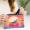 Funny Yorkies Dog Makeup Bag, Flamingos Lifebuoys Sea Cosmetic Travel Pouch for Women Girls, Portable Small Canvas Zipper Organizer, Pet Toiletry Bag 7x9 Inch view 3