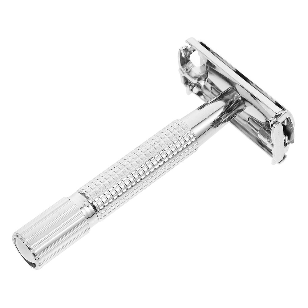 MAGICLULU Manual Shaving Razor Double Edge Beard Shaver Long Handle Stainless Steel Old Style Safety Razor for Men Face Hair Removal with Replaceable Blades