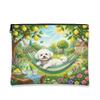 Bichon Frise Dog Makeup Bag, Country Lemon Floral Plant Cosmetic Travel Pouch for Women, Gifts for Girls, Pet Portable Small Canvas Zipper Organizer 7x9 Inch view 1