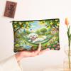 Bichon Frise Dog Makeup Bag, Country Lemon Floral Plant Cosmetic Travel Pouch for Women, Gifts for Girls, Pet Portable Small Canvas Zipper Organizer 7x9 Inch view 2