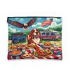 4th of July Basset Hound Dog Makeup Bag 7x9 Inch for Travel Pouch, 250 Years BBQ Print Cosmetic Pouch for Women, American Anniversary Portable Canvas Zipper Organizer view 1