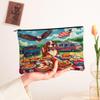 4th of July Basset Hound Dog Makeup Bag 7x9 Inch for Travel Pouch, 250 Years BBQ Print Cosmetic Pouch for Women, American Anniversary Portable Canvas Zipper Organizer view 2