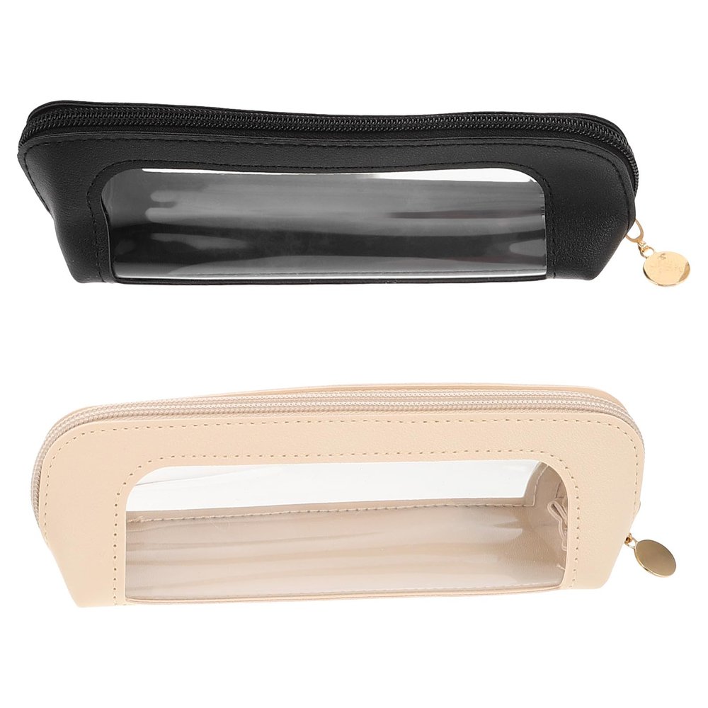 Abaodam 2pcs Travel Makeup Brush Case Set, Portable Cosmetic Organizer Pouch with Zipper, Large Capacity Makeup Brush Holder Bag for Women Toiletries and Cosmetics Storage