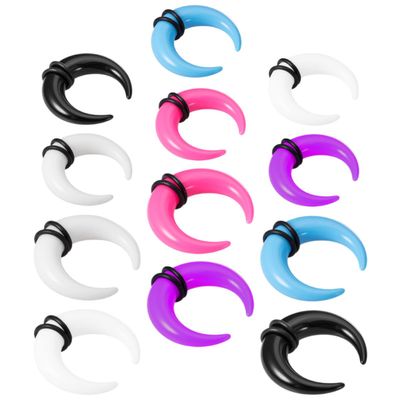 ULDIGI 12pcs Acrylic Nose Septum Rings and Ear Gauges Stretching Kit U-shaped Taper Pins 2mm 3mm Small Nose Cartilage Rings for Women Body Piercing Jewelry Set