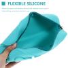 ibasenice Silicone Makeup Brush Organizer Bag, Portable Travel Cosmetic Tool Case with Zipper, Peacock Blue Silicone Makeup Brush Holder for Women Toiletry Storage view 3