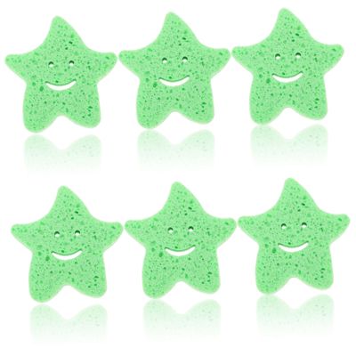 OKUMEYR 6pcs Star-Shaped Bath Sponges, Body Scrubbers, Portable Skin Cleaning Sponges Made of Wood Pulp, Gentle Exfoliating Bathing Supplies