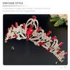 PRETYZOOM Rhinestone Crown Tiara Headband for Women, Retro Elegant Headdress Hair Accessory, Gold-red Vintage Style Wedding Party Festival Photo Prop view 3